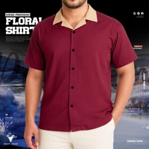 Cuban Velvet China Shirt (Maroon Color)