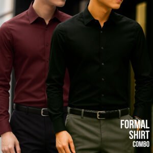 Formal Shirt Combo (Black & Rich Maroon)
